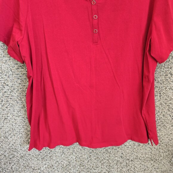 Catherines Top Womens Plus 1X 18/20W Red Suprema Collection Polo Casual Ladies - Picture 5 of 7